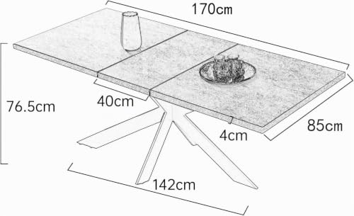 Miniatura 2 de Jiexi Grupos De Comedor Para 4-8 Personas, Mesa De Comedor Extensible, Moderna Mesa De Madera Mdf Gris, Adecuada Para Salón, Cocina, Reuniones Con Muchas Personas Mesa De 130-170 Cm