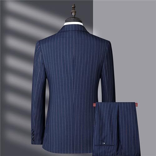 Men's Business Striped Leisure 2-Piece Suit Pinstripe Wedding Party Formal Suits Slim Single Breasted Blazer Pants2