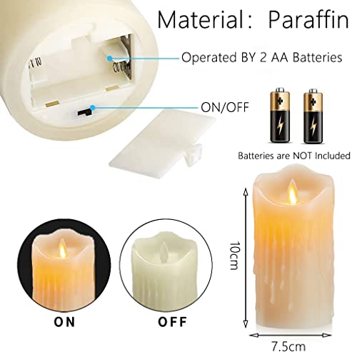 LED Candles, Luminicious Candles with Wax Drops, Halloween Candles, LED Candles with Remote Control, Flameless Flickering Candles, Battery Operated Outdoor LED Candles with Timer 10 cm - Warm White