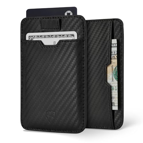 Image of Vaultskin CHELSEA Slim Minimalist Leather Mens Wallet with RFID Blocking, Front Pocket Credit Card Holder (Carbon Black)
