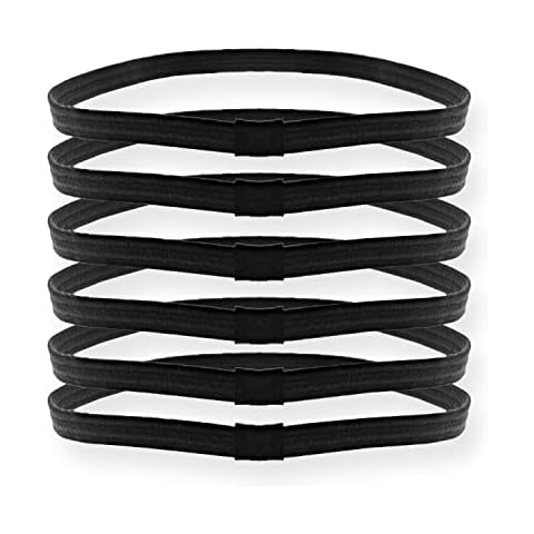 AKH® 6 Sports Headband |Pack of 6 |Sweat Bands |Non-Slip |Elastic Head Bands | Gym headband | Hair Bands For Unisex Women Men | For running, Cycling, Workout, Exercise, Yoga | Sport Headband (Black) Cover