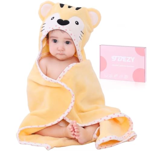 Image of TBEZY Baby Hooded Towel with Unique Animal Design Ultra Soft Thick Cotton Bath Towel for Newborn (Tiger)