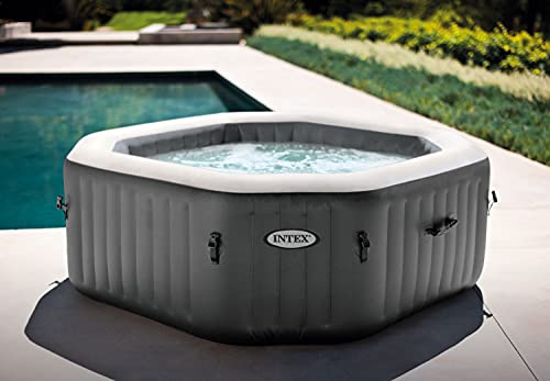 INTEX 28433EP PureSpa Bubble Massage Deluxe, Inflatable Spa Set with Energy Efficient Cover, Grey, 4-Person INTEX 28433EP PureSpa Bubble Massage Deluxe, Inflatable Spa Set with Energy Efficient Cover, Grey, 4-Person