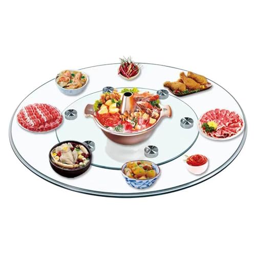 90cm Piatto Girevole Rotondo, Lazy Susan In Vetro, Piatti Girevoli Trasparente Grande Per Tavolo Da Pranzo Cucina Hotel Ristoranti(90cm/35.4in)