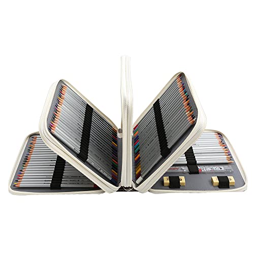 Image of 184 Slots Colored Pencil Case Organizer, 4 Layer Bag | Twill Oxford fabric, 187 elastic loops, detachable handle, for travel, home storage, drawing tools, creative gifts