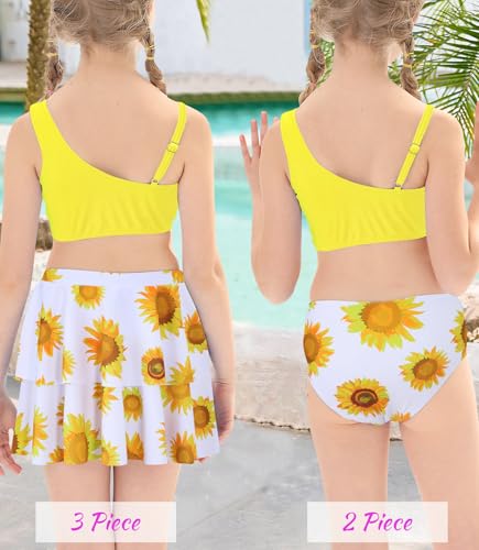 Image of RAISEVERN Girls Swimsuit 3 Piece Bathing Suits Cute Swimwear for 5-12 Years