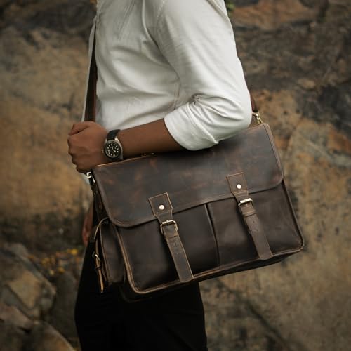 Leather Messenger Bags for Men and Women 16 Inch Laptop Office Briefcase Satchel 6