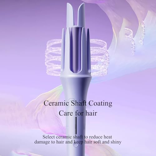 Image of Automatic Hair Curler with 4 Temperature Settings and 3 Timers, Auto Shut Off Anti-Scald Swivel Wand (Pink)