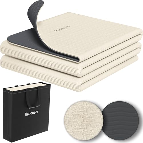 Faltbare Yogamatte für unterwegs, zweifarbige Yogamatte, 6 mm...