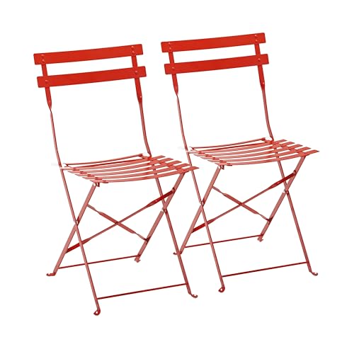 Oviala Lot de 2 chaises Pliantes en Acier Rouges