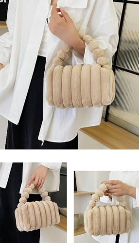 Furry Purse for Women Fur Trendy Y2K Girls Handbag Simple Casual Handbag Fluffy Shoulder Bag Trendy Shoulder Purse4