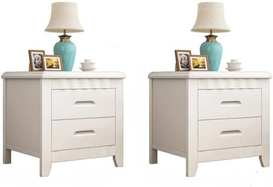 This Solid Wood Bedside Table Set of 2 Nightstand with 2 Drawers for Bedroom and Living Room Stylish Storage Cabinet End Table Compact Size A for Small Spaces