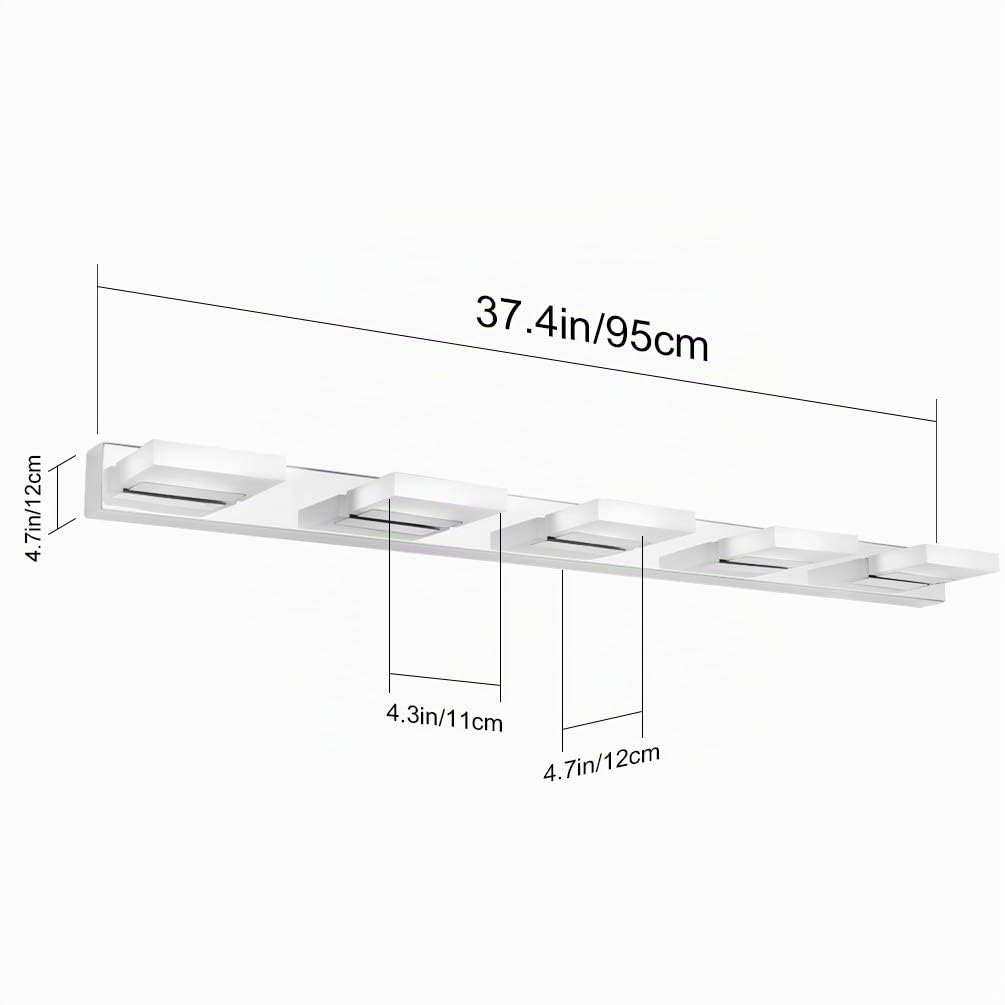 Klighten Lampada per Specchio LED Bagno 95CM 20W Lampada da Specchio 360°Regolabile Lampada per Armadio Specchio Applique da Interno Bagno Moderno Apparecchio Bianco freddo 6000K