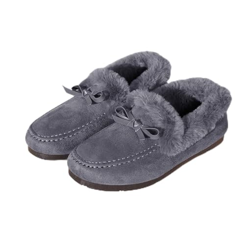 Women’s Wide Fit Moccasin Slippers with Arch Support Plush Lining Non Slip Memory Foam Indoor Outdoor House Shoes for Elderly