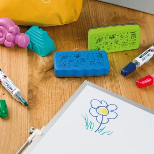 Image of Trodat Classmates Magnetic Whiteboard Duster - Blue Magnetic White Board Eraser for Dry-Erase Marker and Chalk Boards - Smudge-Free Cleaning for Classroom, Office & Home
