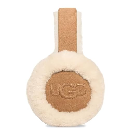UGG Women's Water Resistant Sheepskin Earmuffs with Embroidered Logo, Chestnut
