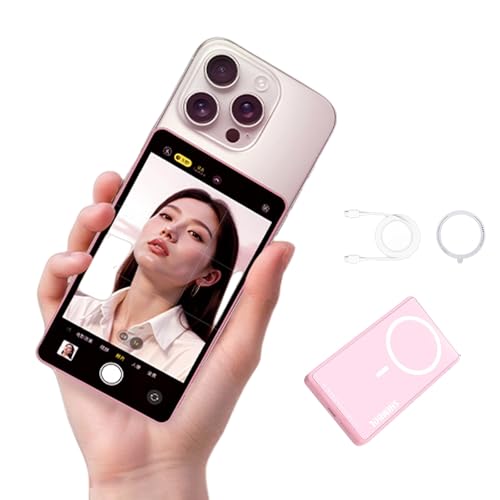 Image of Shimbol CP5 Lite II Selfie Monitor Screen for iPhone & Android Magnetic Phone Vlog Selfie Monitor Screen 1080P Wireless Recording for YouTube TikTok Live Streaming (Pink)