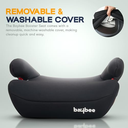 Image of Baybee Premium Booster Car Seat for Kids Aged 3-12 Years Comfortable & Lightweight Travel Seat | Portable Child Safety Seat with Belt Guide for Cars (Black)