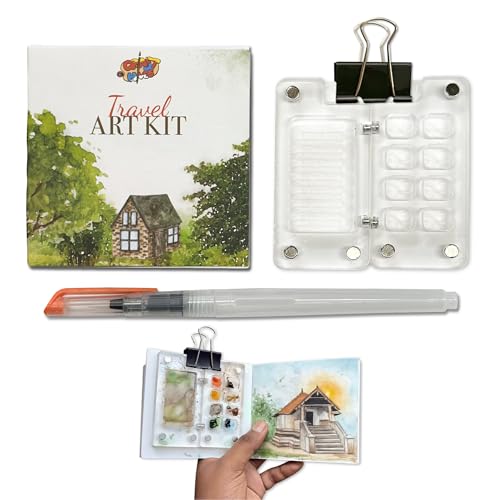 Image of The Crafthives Mini Travel Art Kit Acrylic- Mini Palette for Painting, Colour Palette, Acrylic Pallets for Bed - Compact Painting Set for Artists
