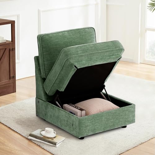 Image of TEKAMON Middle Seat with Storage, Modular Sofa Couch, Green