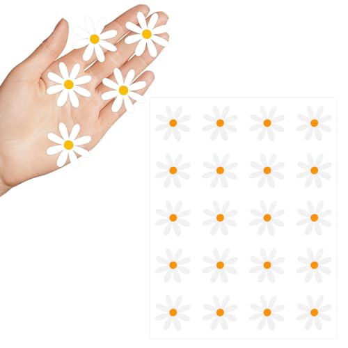 200pcs Cute Aesthetic Flower Decals Little Daisy Stickers Small Vinyl Floral Decal White Spring Floral Party Supplies Favors for Laptop Water Bottle Phone Car Easter Birthday Wedding Bridal Decor