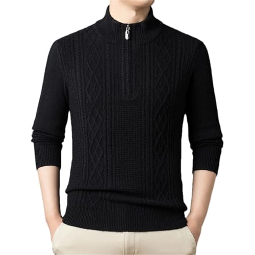 Men's Sweater Winter Fashion Zipper Half Turtleneck Knitted Pullover Sweater