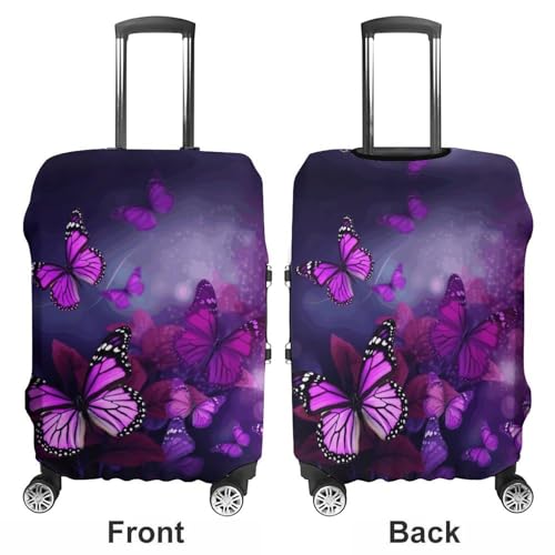 Carry on Luggage Cover Purple Butterflies Suitcase Covers for Luggages Tsa Approved Travel Luggage Sleeve Protector Elastic Suitcase Protector Anti-Scratch Washable Fits 19-30 Inch Case -L3