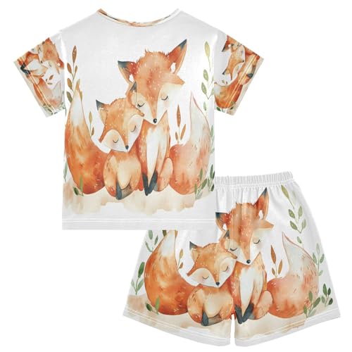 senya Short Sleeve Pajamas Sets Summer Cotton Sleepwear Two Fox2