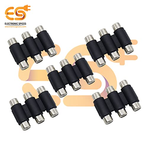 Image of Electronic Spices Triple RCA coupler 3 female to 3 female audio connector pack of 5pcs