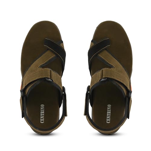 Image of Centrino Men's Sandals | Stylish Strap Sandal with Grip Insole | Adjustable Velcro Strap | Cushioned Footbed | Rubber Sole| Comfortable Casual Footwear for Office, Travel & Walking (9584)
