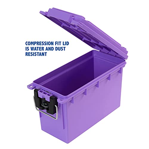 Image of Sheffield 12632 Ammo Storage Box, Stackable .30 Cal Field Boxes, Water and Dust Resistant, Lockable Storage Box with Handle, Secures Hunting Gear, Supplies, & Bullets, Made in USA, Purple(Pack of 6)