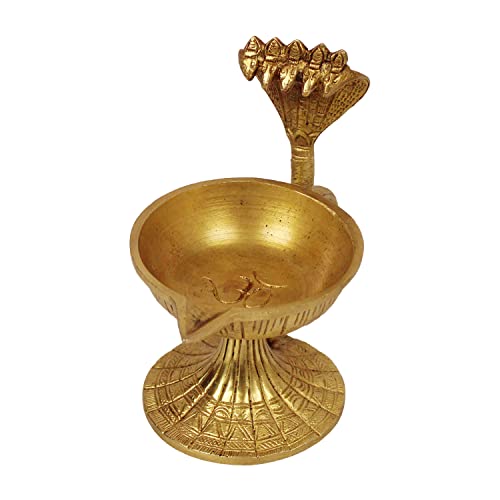 Image of Artavrko Big Brass Sheshnaag Om Diya Handle Aarti Incense Burner, Loban Burner ,Bakhoor Burner, Dhoop Dhuni, Sambrani Dhoop for Home, Offices & Temples (6.5x3.5x5.5 Inches)