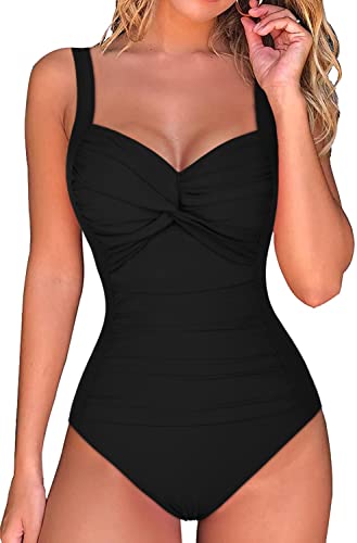 Hilor Women's Tummy Control One Piece Swimsuits Front Twist Bathing Suits Slimming Monokini Swimwear3