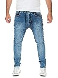 Yazubi Herren Sweathose in Jeansoptik Desmond - Jogginghose in Jeans-Look, Blue Used (m1452), W32/L34