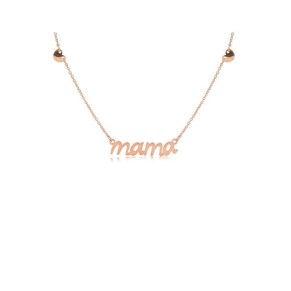 Joy and Rachel IPG Rose Gold Plated Plain High Polished Stainless Steel Mama with Heart Pendant Necklace Length16,17,18