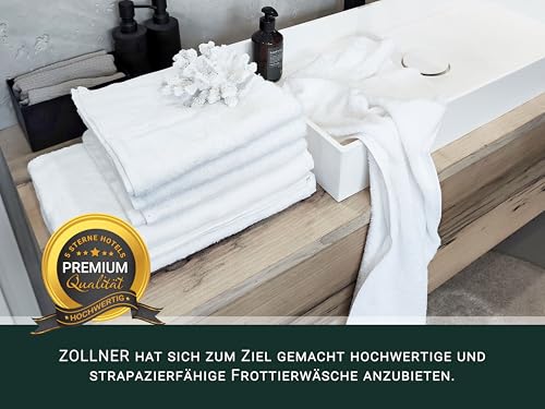 ZOLLNER 10er Set Handtücher in 50x100 cm - saugstarke und weiche Duschtücher in weiß - mit praktischem Aufhänger - waschbar bis 95°C - Baumwolle - Hotelqualität