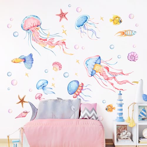 Vinilos Decorativos Medusas Acuarela para Pared miniatura 1