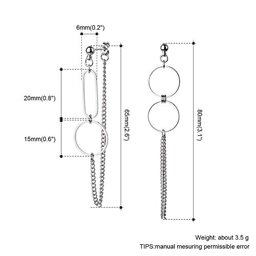asymmetric Circle chain drop earrings for women men white gold plated punk hoop earrings Lover Jewelry (silver)4