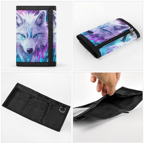 Wolf Waterfall Classic Trifold Wallet for Men Print Slim ID Card Holder Tri Fold Purse4