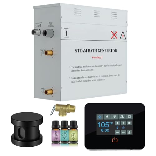 SaunaSpa Builders Series 6kW Steam Bath Generator with Quickstart Continuous Steam, Black Digital...