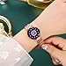 Women Watches with Bracelet Rose Gold for Lady Elegant Stainless Steel Strap Fashion Analog Creative Diamond Dial Wrist Watch (Purple 2)
