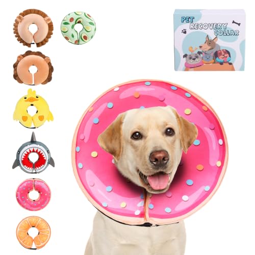 Image of KOOLTAIL Inflatable Dog Cone Collar, Soft Donut E Collar for Dogs After Surgery to Stop Licking Enhanced Alternative, Blow Up Pet Neck Pillow Recovery Adjustable Cone for Dog Cat, Upgrade Size,Donut L