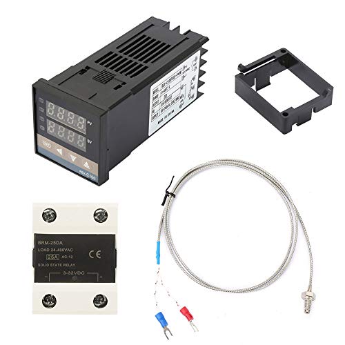 Temperature Controller Kit, Digital PID 25A SSR, 1m K Type Thermocouple, for Temperature Control