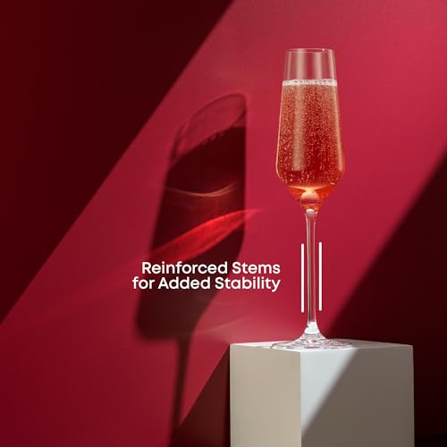JoyJolt Champagne Glasses Layla Collection, Set of 4 – 6.7 oz Elegant Crystal Stemmed Champagne Flutes for Prosecco, Sparkling Wine, Mimosas, Cocktails, Weddings, Anniversaries, Parties - Image 6