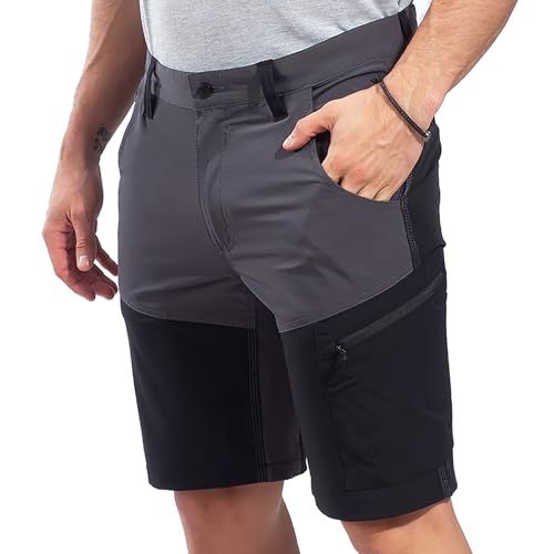 Stenso Nox Pantalones Cortos Trabajo Hombre Elasticos - Bermudas Trabajo Hombre Stretch Negro/Gris 3XL