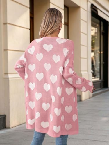 Image of Oversized Long Cardigan Sweaters for Women Cute Heart Fall Coats Outfits | Soft Knit Long Sleeve Cardigans, Winter Fall Clothes, Dressy Casual Office Work Teacher Outfits