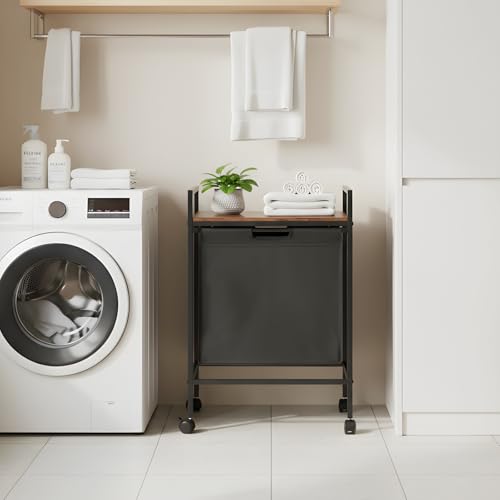 FetiNes Wäschekorb, Wäschesammler mit Ablage, ausziehbaren & abnehmbarem Wäschesäcken, Wäschebox für Schlafzimmer, Badezimmer, mit 4...