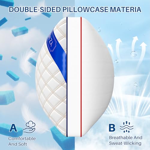 YZ HOME Long Body Pillow for Adults - Firm Body Pillow Insert with Shredded Blue Memory Foam, Adjustable Height, Soft Support for Side Sleeping, Pregnant Women, Washable (20x54 Inch, White)