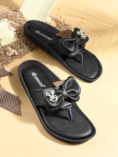 Image of Women Stylish Bow Flip Flops | Soft Comfort Toe Post Slippers for Women | Casual Lightweight Everyday Wear Sandals