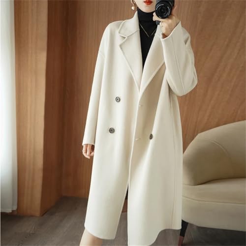 Women's 100% Wool Oversized Long Peacoats Notched Lapel Double Breasted Classic Trenchcoat3